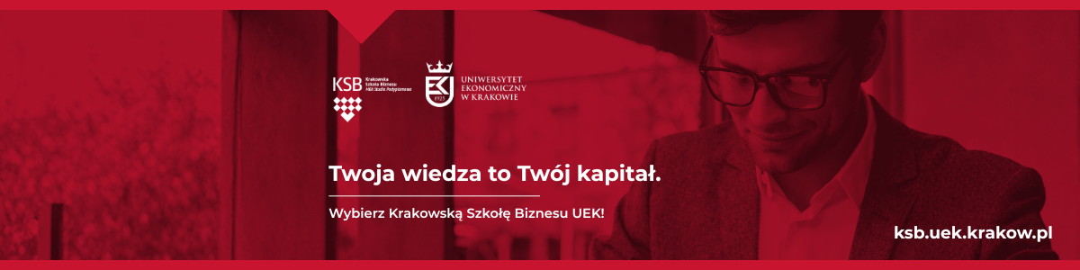Plakat reklamujący KSB - postać męzczyzny siedząca i wypełniajaca dokument, tekst zapraszający do skorzystania z oferty